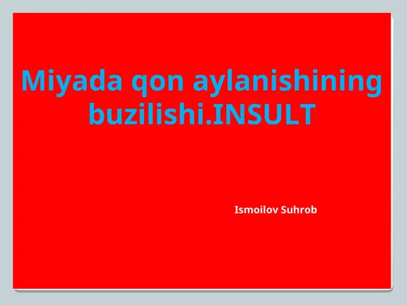 Miyada qon aylanishining buzilishi