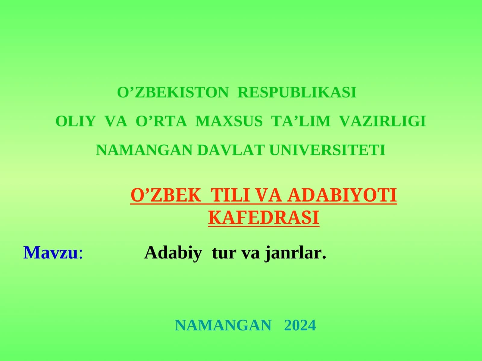 Adabiy tur va janrlar