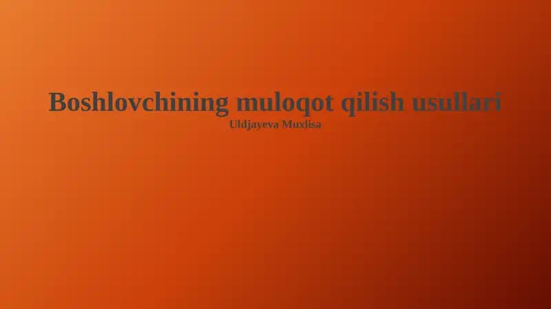 Mezbon Aloqa Asoslari