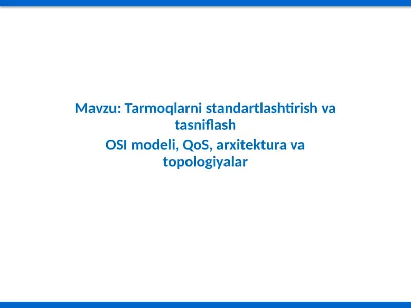 Tarmoqlarni standartlashtirish