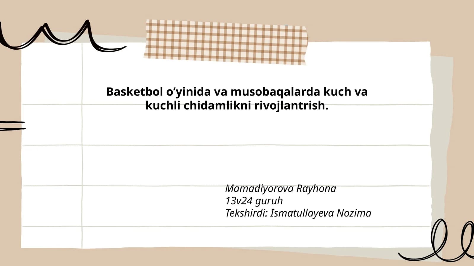 Kuch va kuchli chidamlilik asoslari basketbol o'yinida