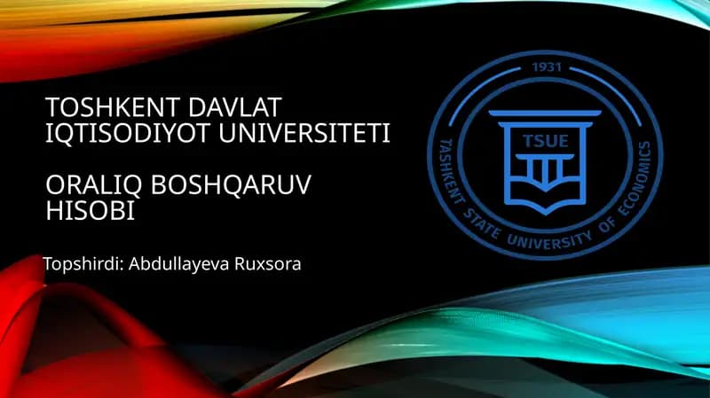 Mahsulot tannarxini kalkulyatsiya qilish va xarajatlarni hisobga olish boshqaruv hisobi