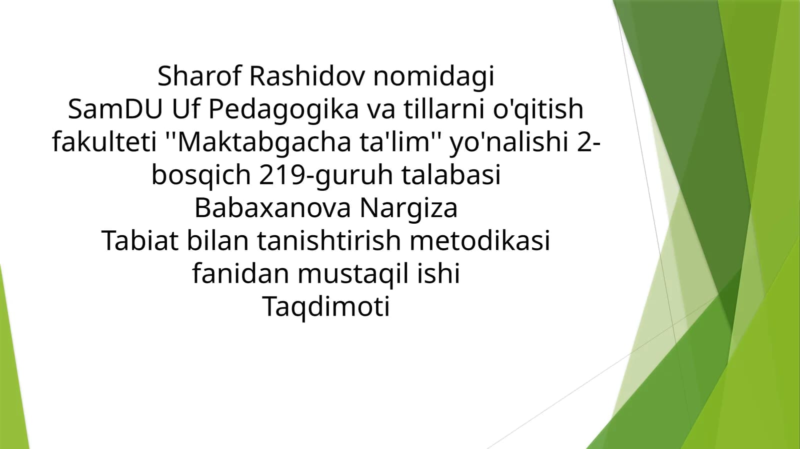 O'rtaguruhdagi tabiatga oid o'yinlarni tashkil etishning mashg'ulotishlanmalarini tuzish