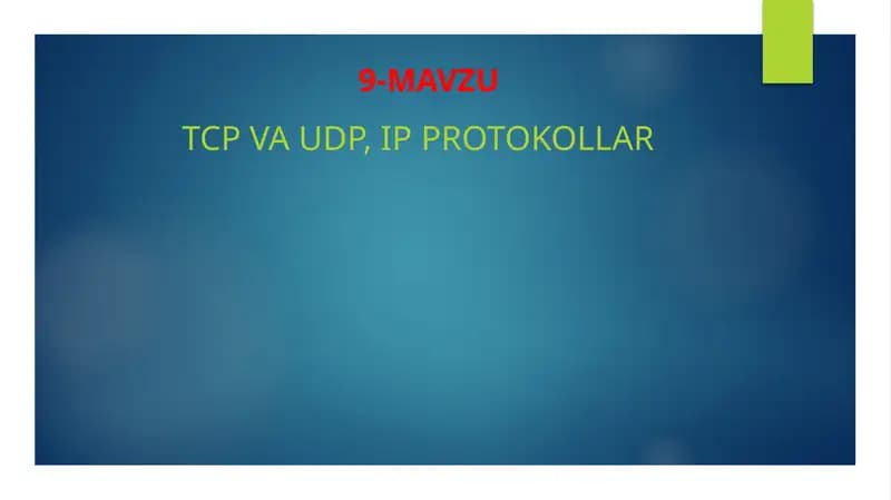 TCP va UDP, IP protokollar