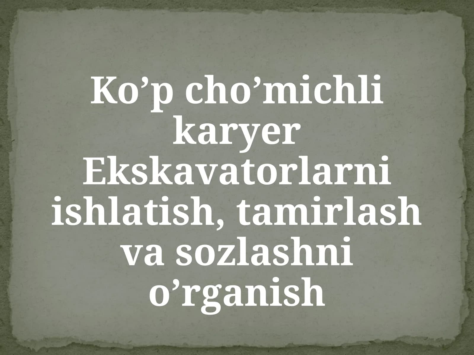 Ko’pcho’michlikaryerEkskavatorlarniishlatish,tamirlashvasozlashnio’rganish