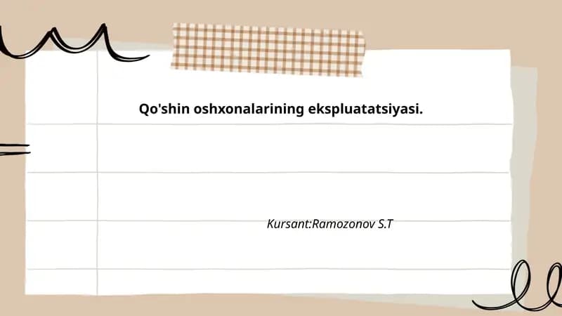 Qo'shin oshxonalarining ekspluatatsiyasi
