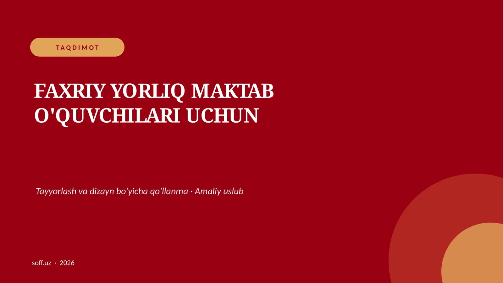 Faxriy Yorliq Maktab O'quvchilari Uchun