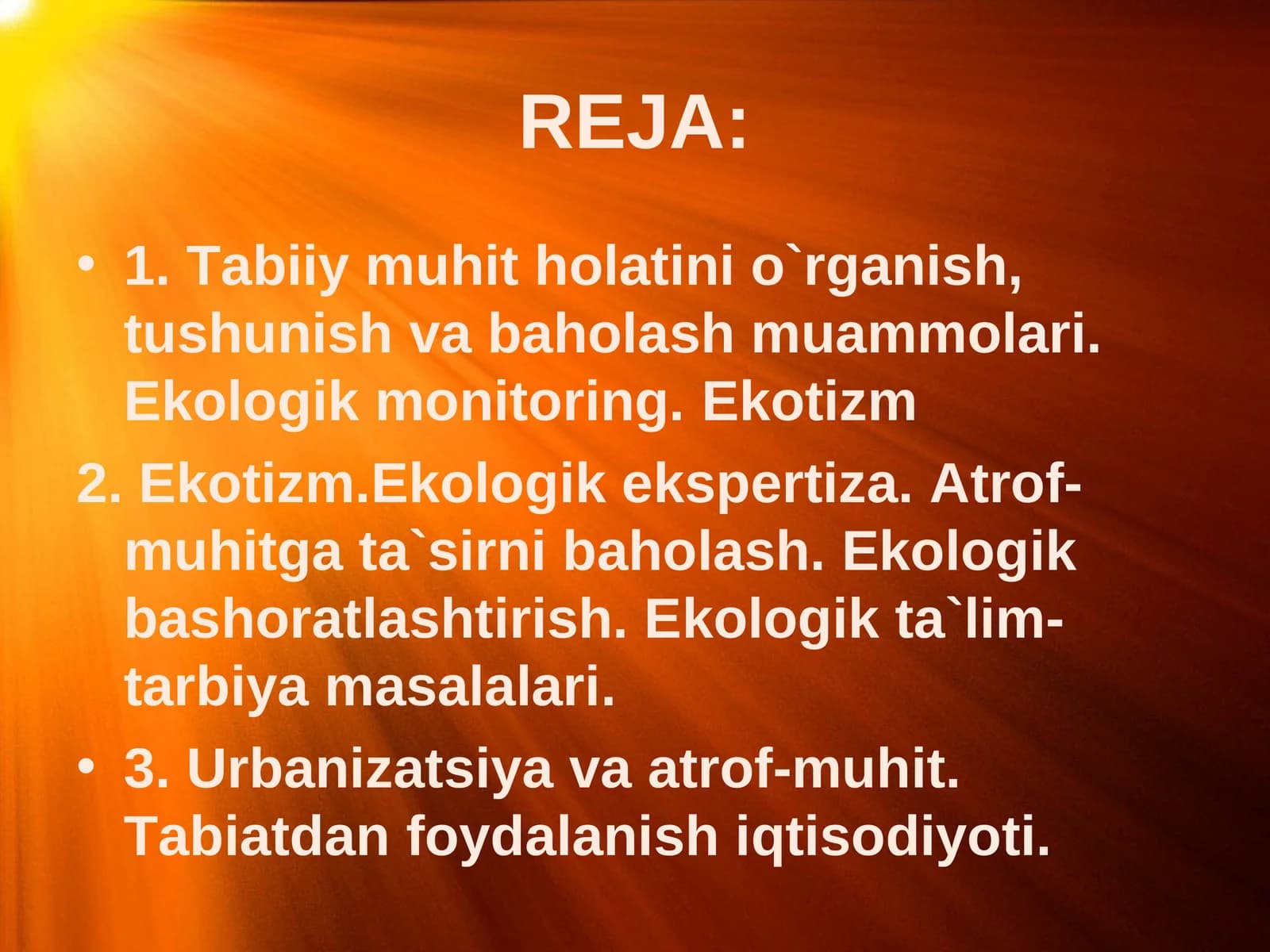 Ekologiya va atrof muhitni muhofaza qilish