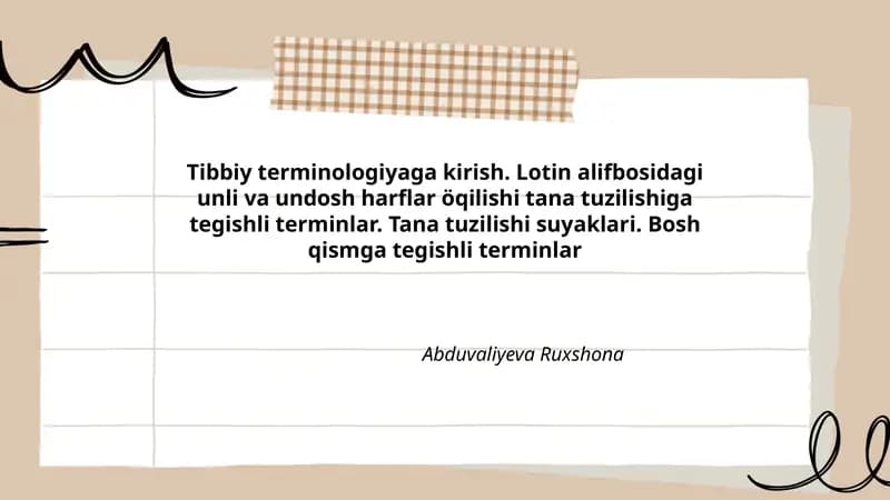 Tibbiy terminologiyaga kirish