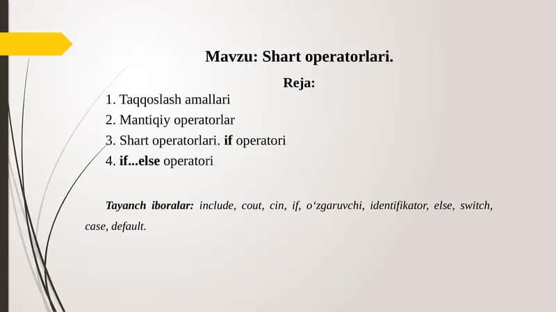 Shart operatorlari.