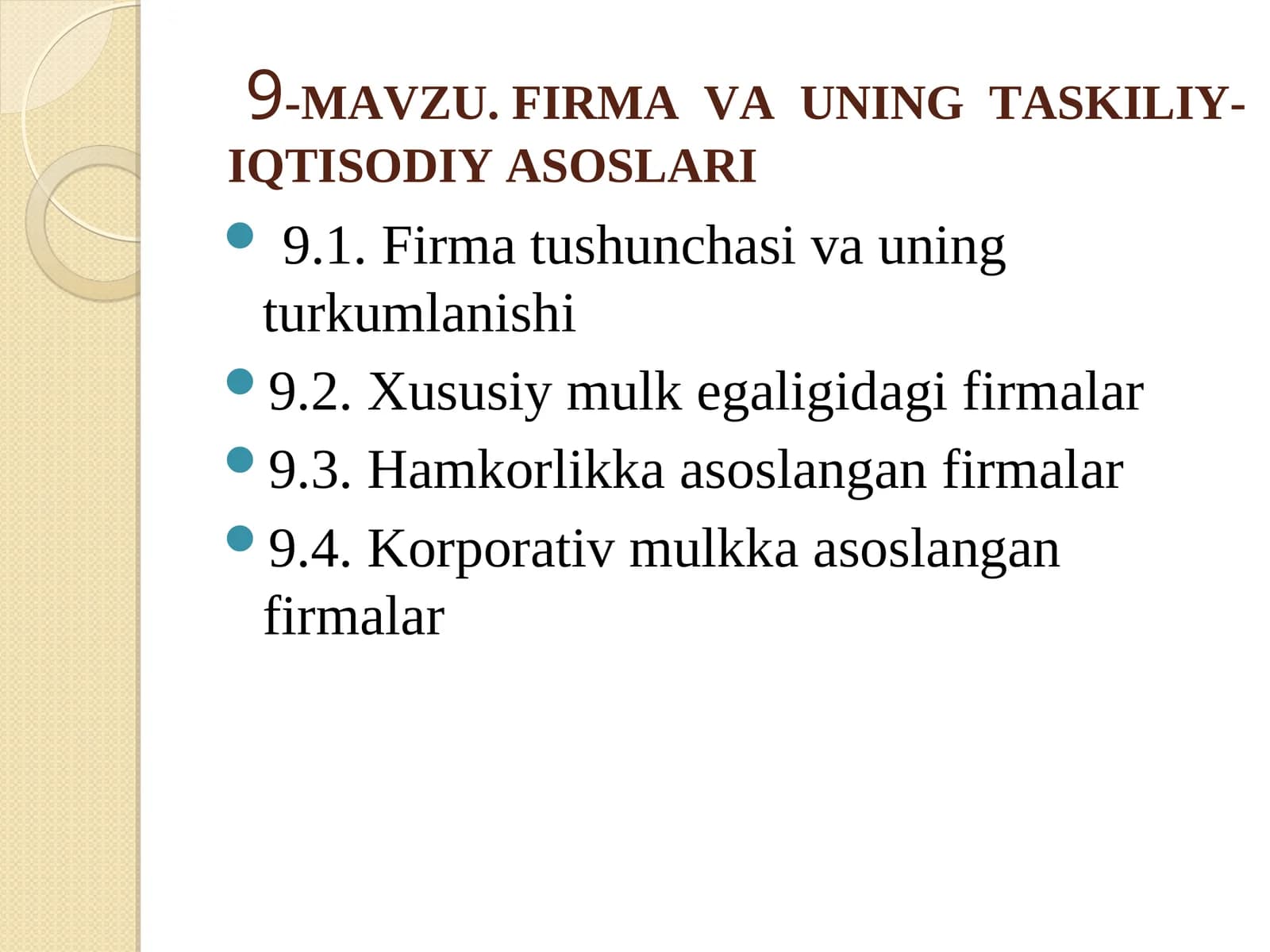 Firma va uning taskiliy-iqtisodiy asoslari