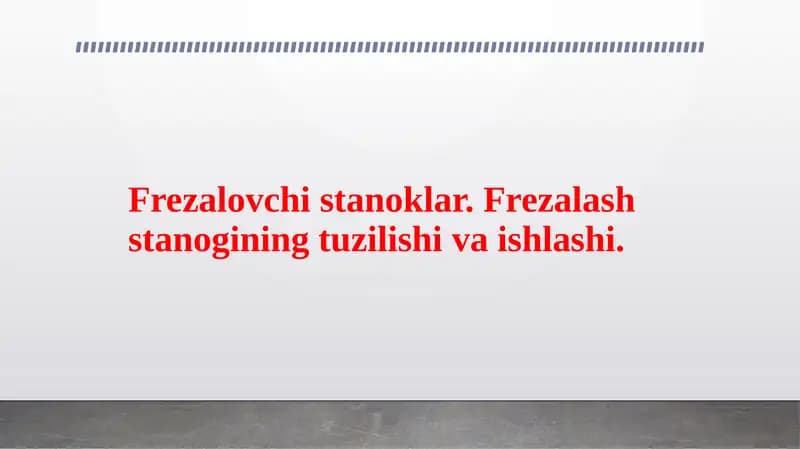 Frezalash stanoklari
