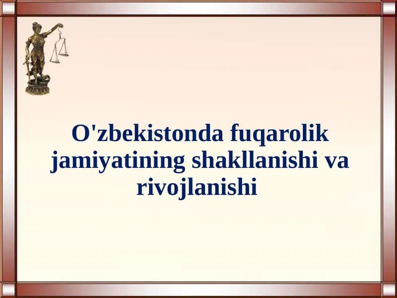 O'zbekistonda fuqarolik jamiyatining shakllanishi va rivojlanishi