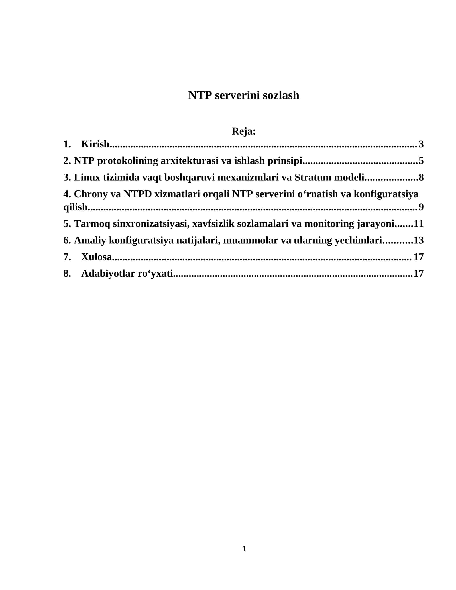 NTP serverini sozlash