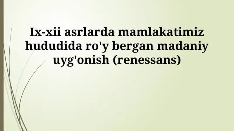 Madaniy uyg'onish (renessans)