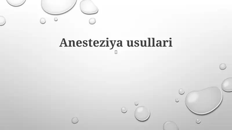 Anesteziya usullari