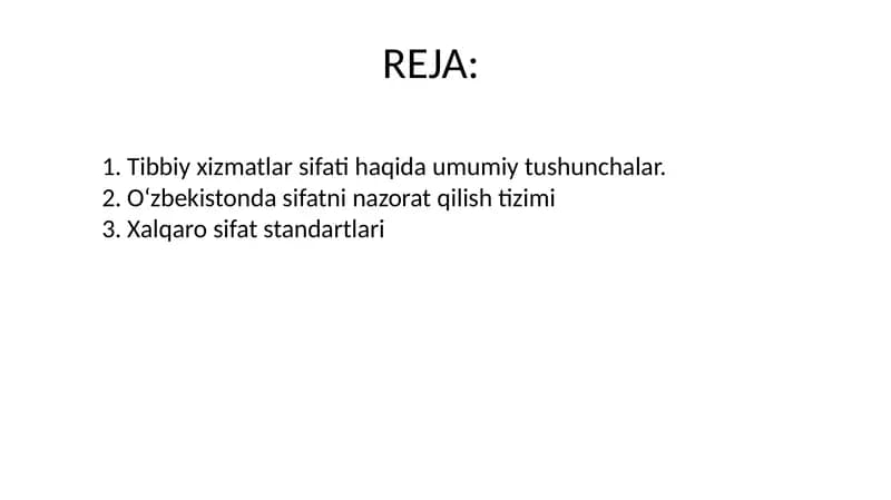 Tibbiy xizmatlar sifatini nazorat qilish