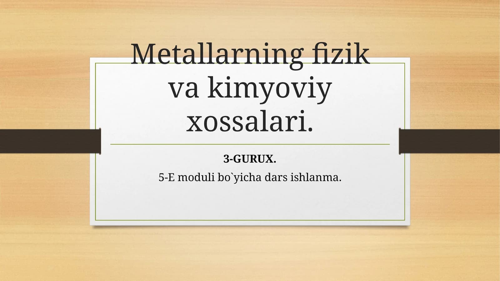 Metallarning fizika va kimyoviy xossalari