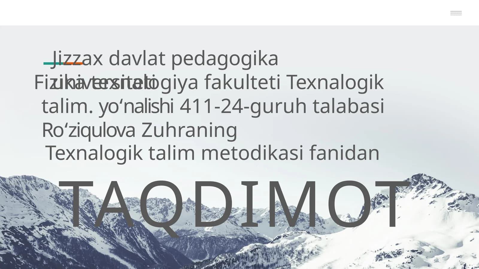 Texnologiya talim methodikasi