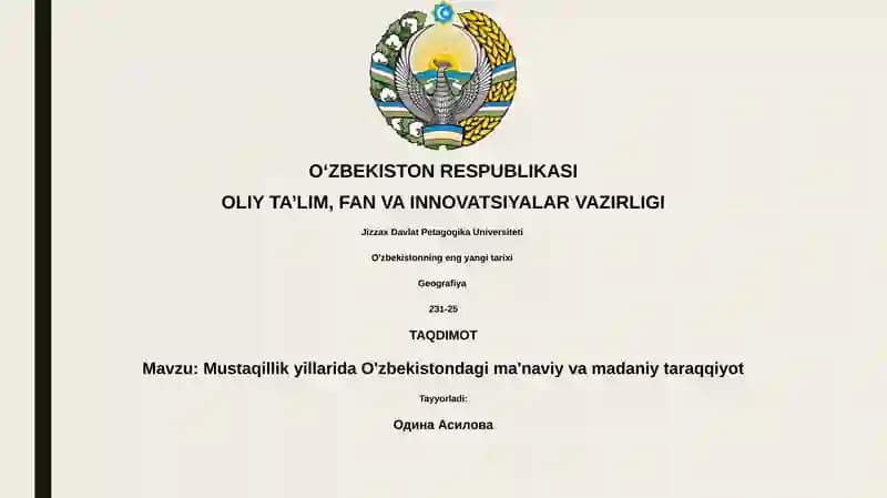 O'zbekistonning eng yangi tarixi