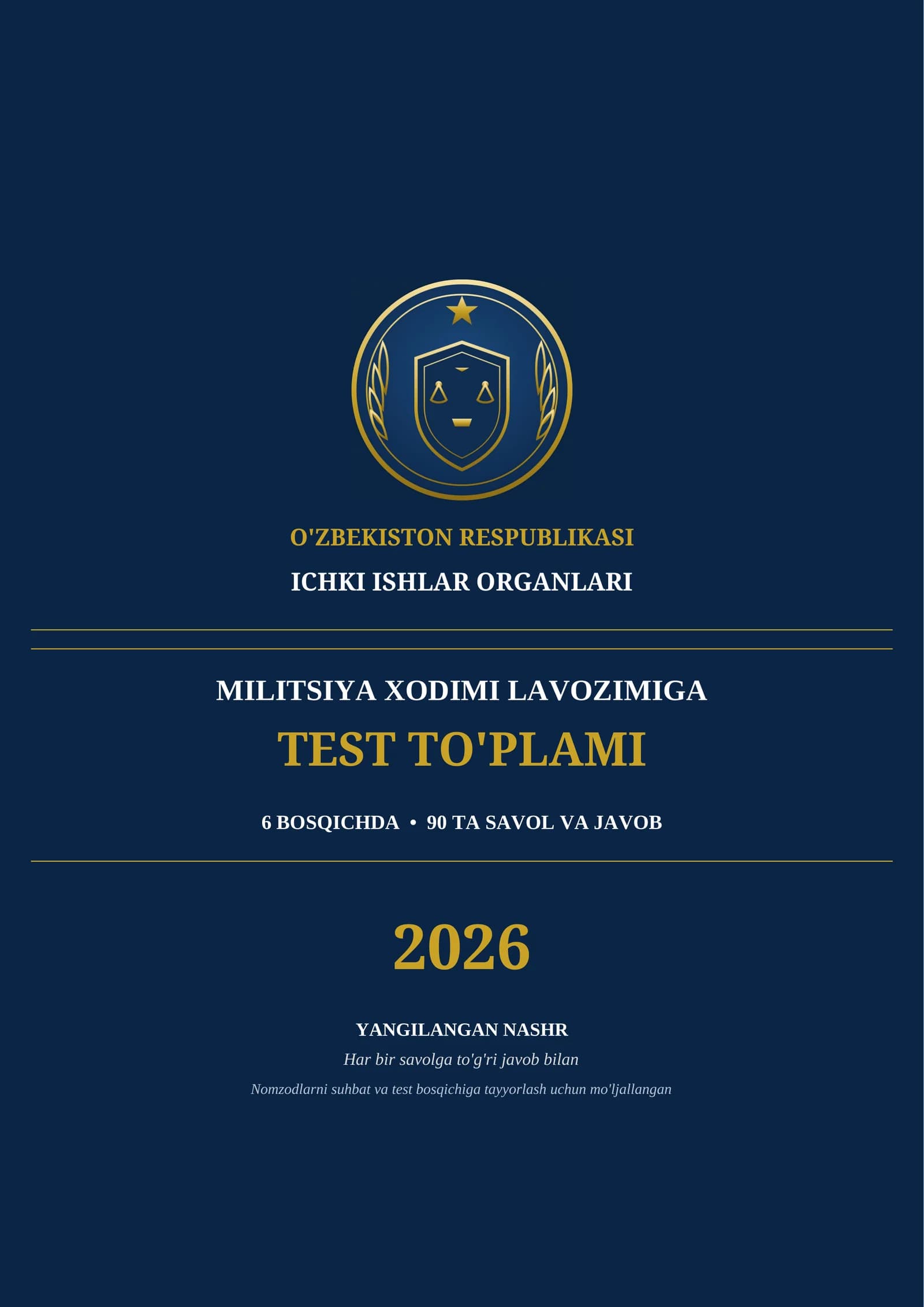 Militsiya test savollari 2026