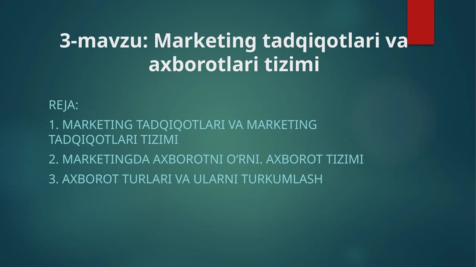 Marketing tadqiqotlari va axborot tizimi
