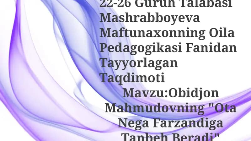 "Ota Nega Farzandiga Tanbeh Beradi"
