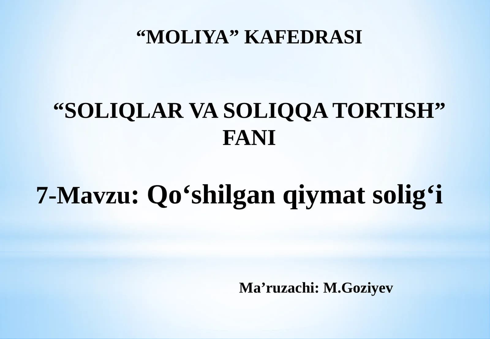 Qo‘shilgan qiymat solig‘i