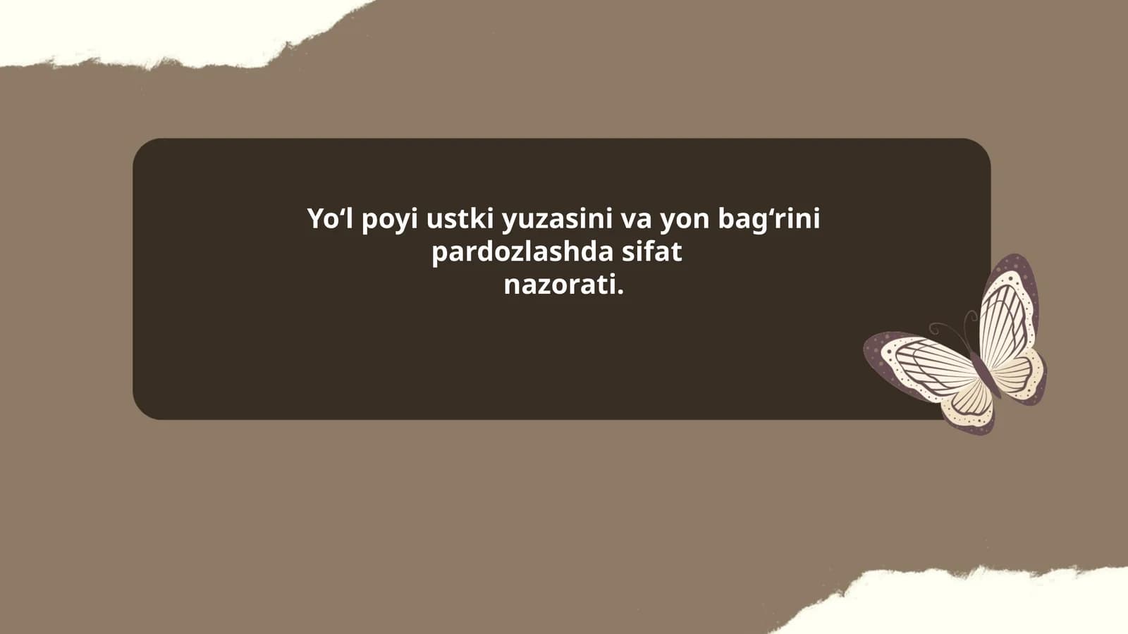 Yo‘l poyi ustki yuzasini va yon bag‘rini pardozlashda sifat nazorati
