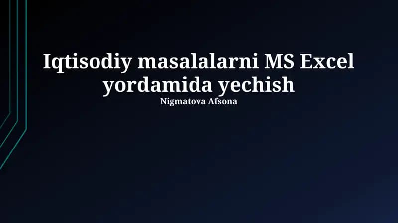 Excel iqtisodiy tahlil
