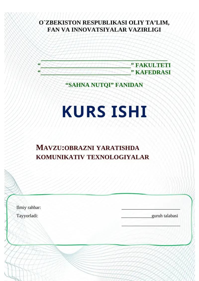OBRAZNI YARATISHDA KOMUNIKATIV TEXNOLOGIYALAR