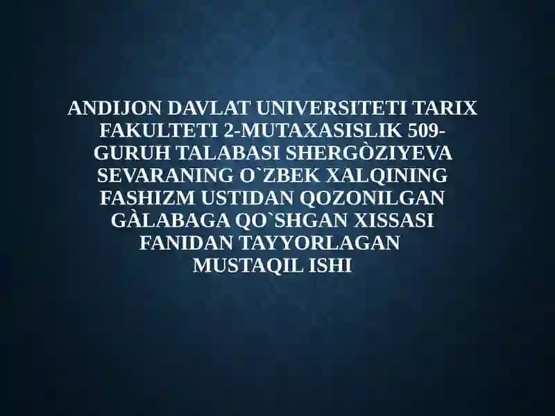 Urush yillarida Oʻzbekiston