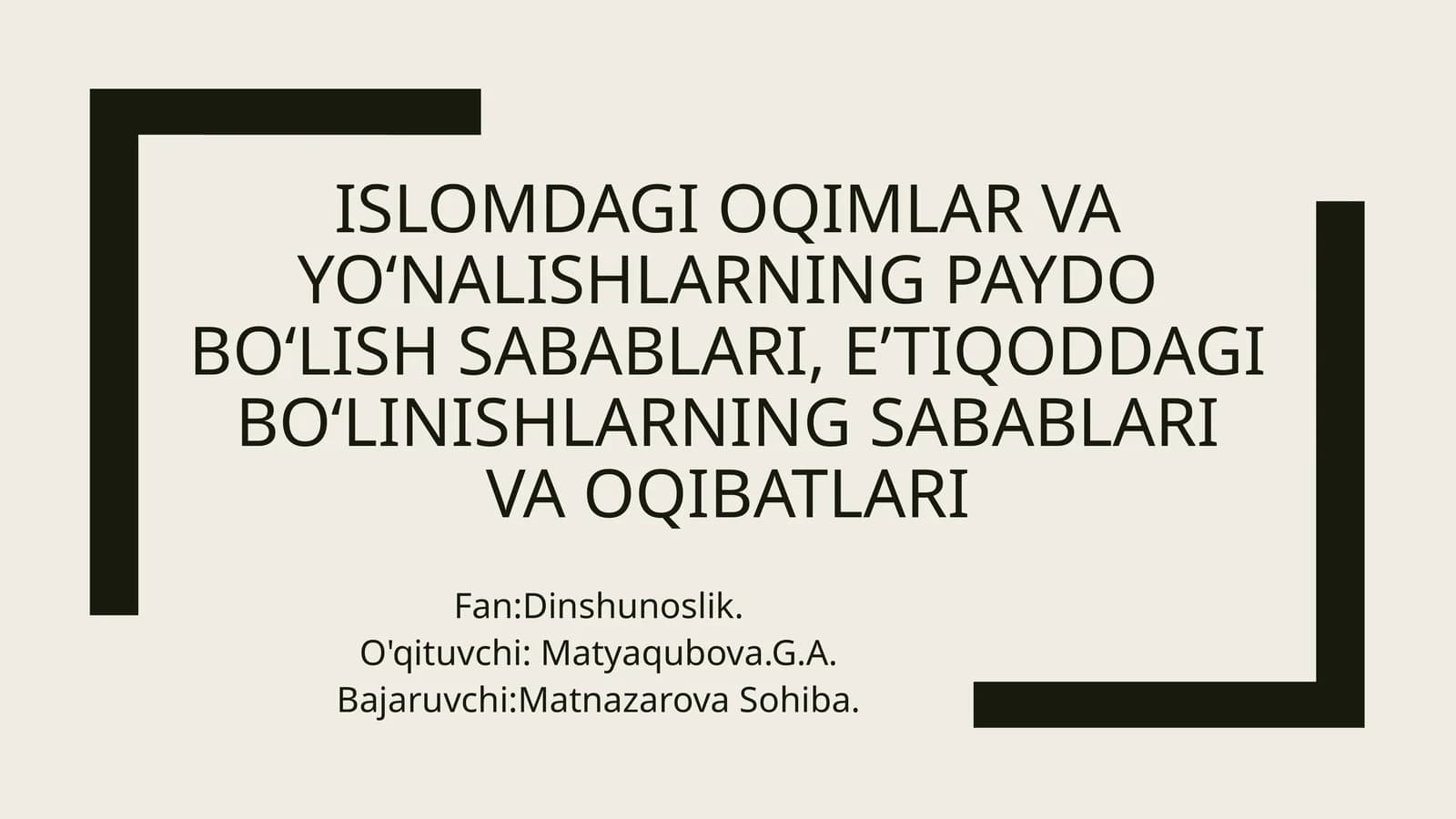Islomdagi oqimlar va yo‘nalishlarning paydo bo‘lish sabablari, e’tiqoddagi bo‘linishlarning sabablari vaoqibatlari