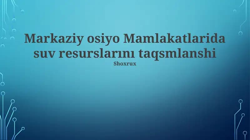 Suv boshqaruvi va hamkorlik strategiyasi