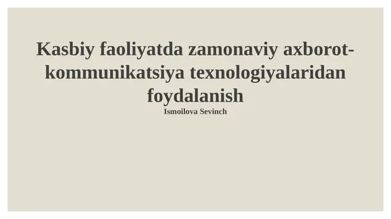 Zamonaviy axborot-kommunikatsiya texnologiyalari