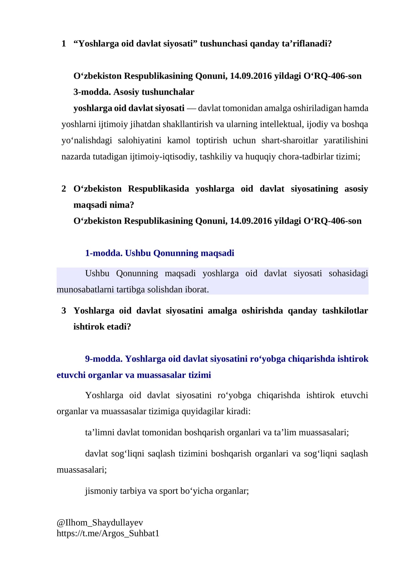 Yoshlarga oid davlat siyosati