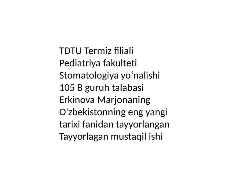 OʻZBEKISTON mustaqil taraqqiyot yoʻlida.
