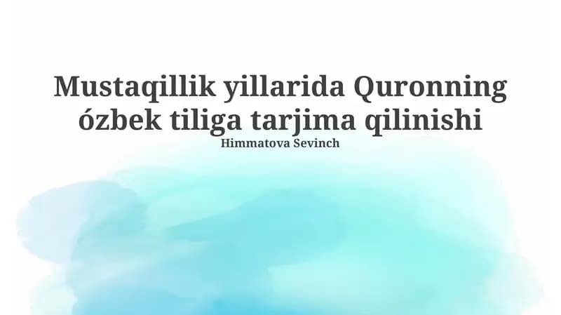 Tarjimalarning taqqoslanishi va tahlili