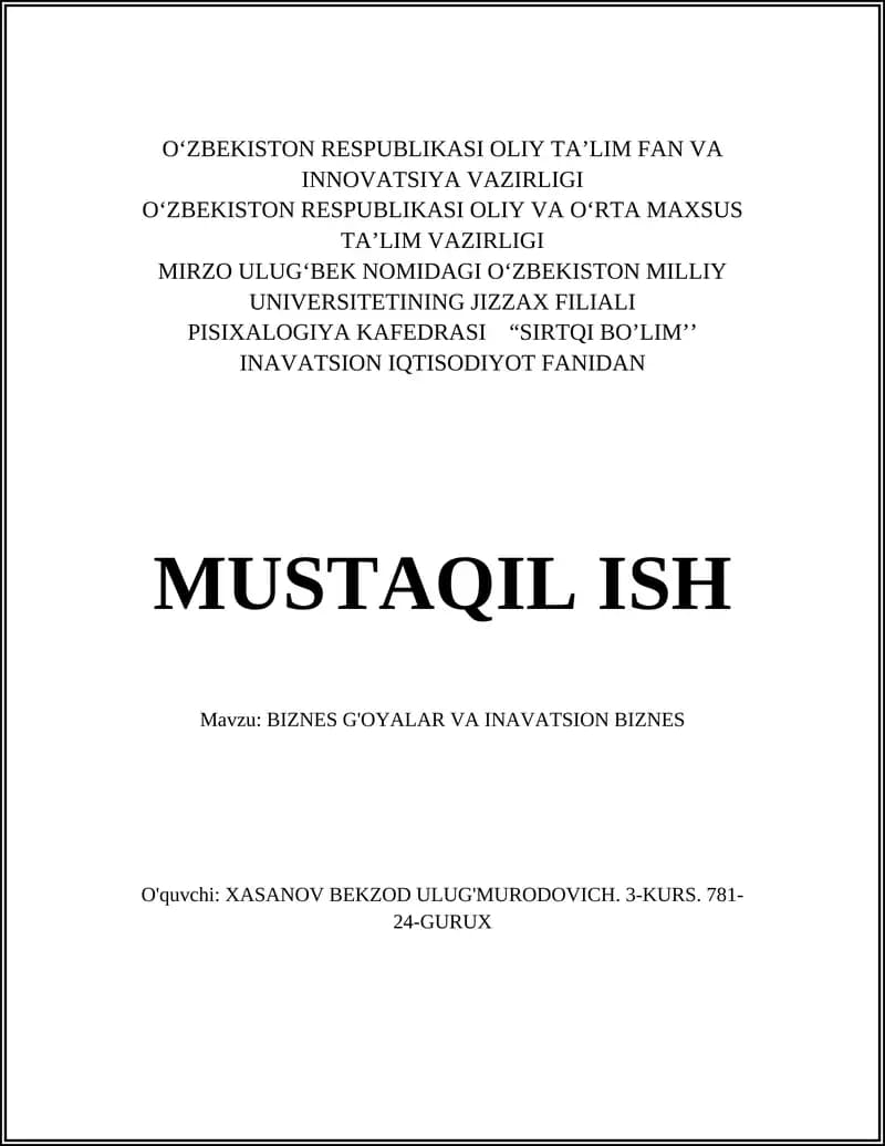 Raqamli startap g'oyalari va bozor talablari