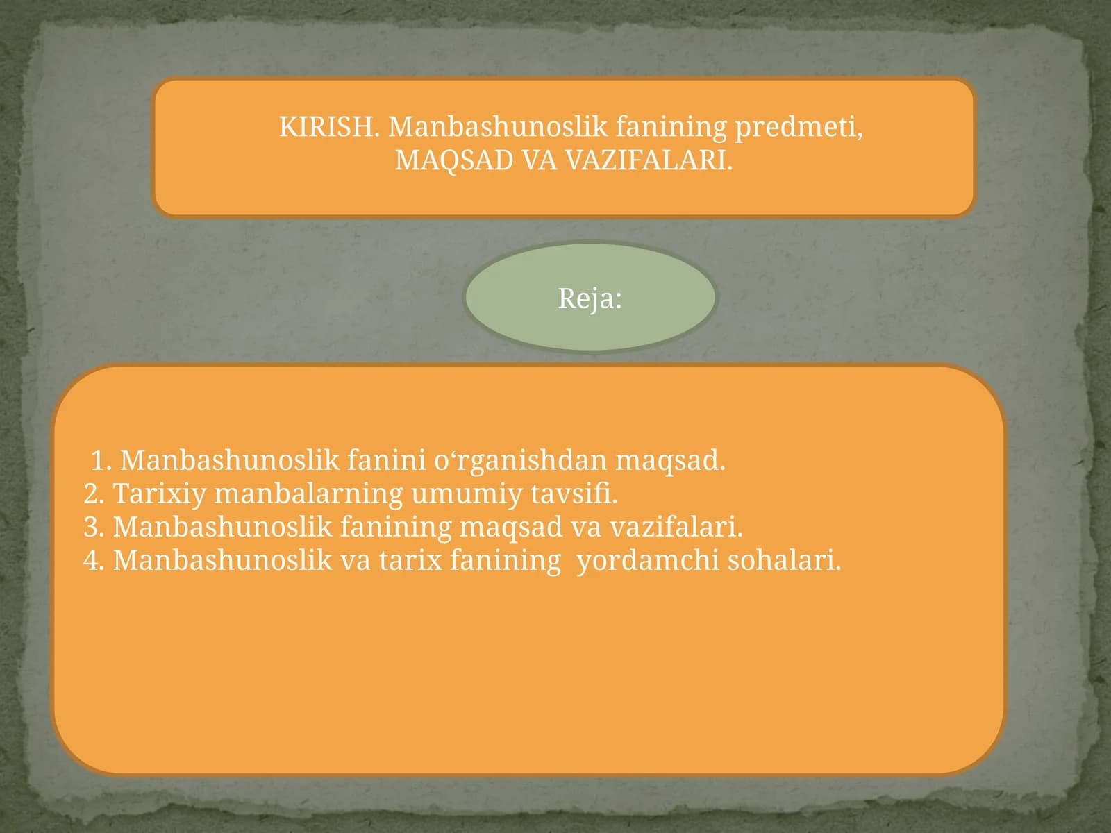 Manbashunoslik fanining predmeti
