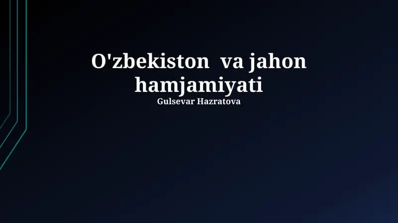 O'zbekiston va jahon hamjamiyati