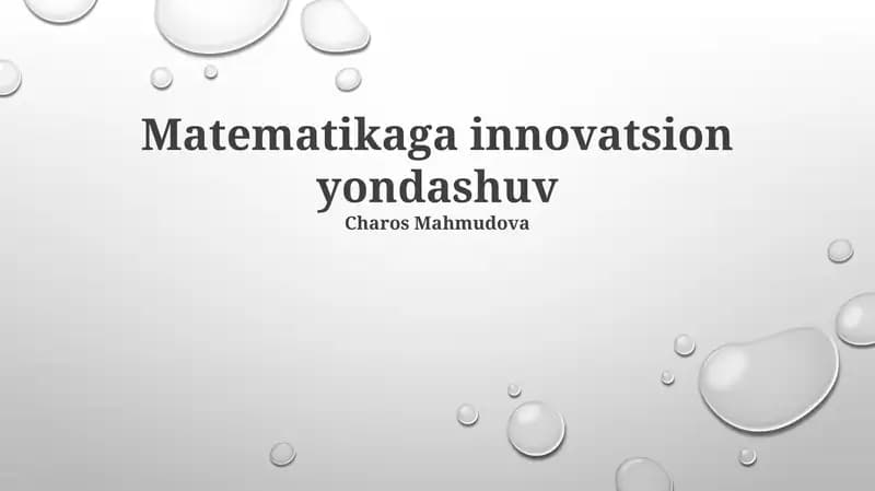 Matematikaga innovatsion yondashuv