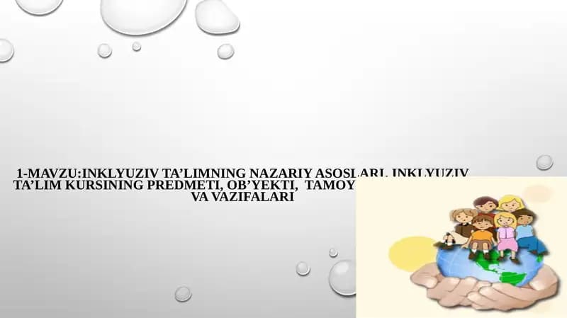 Курс ишлари: Inklyuziv ta’limning nazariy asoslari