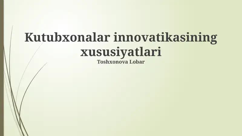 Innovatsiya mohiyati va ta'rifi