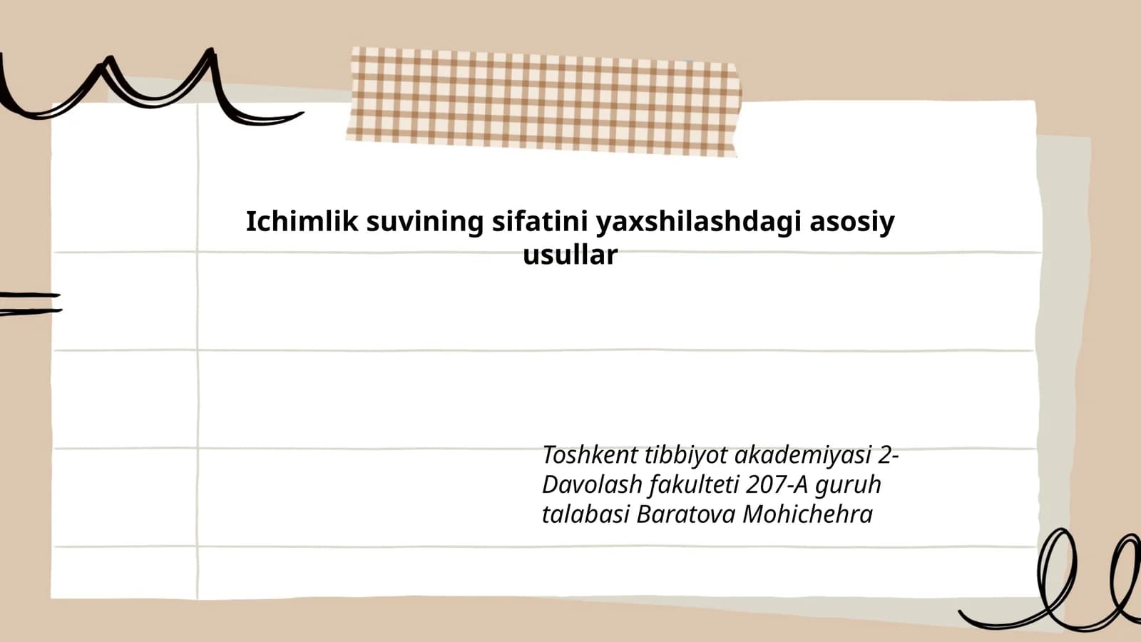 Ichimlik suvining sifatini yaxshilashdagi asosiy usullar