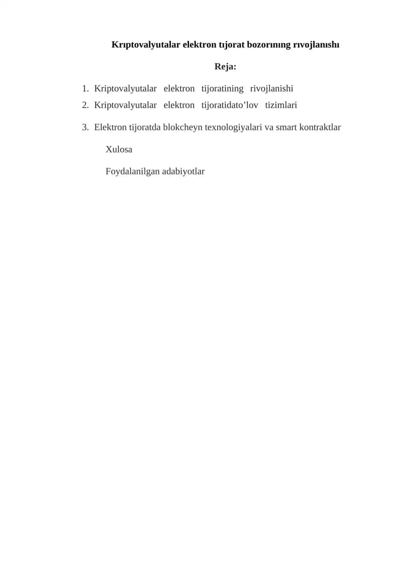 Elektron tijorat bozorini rivojlantirish