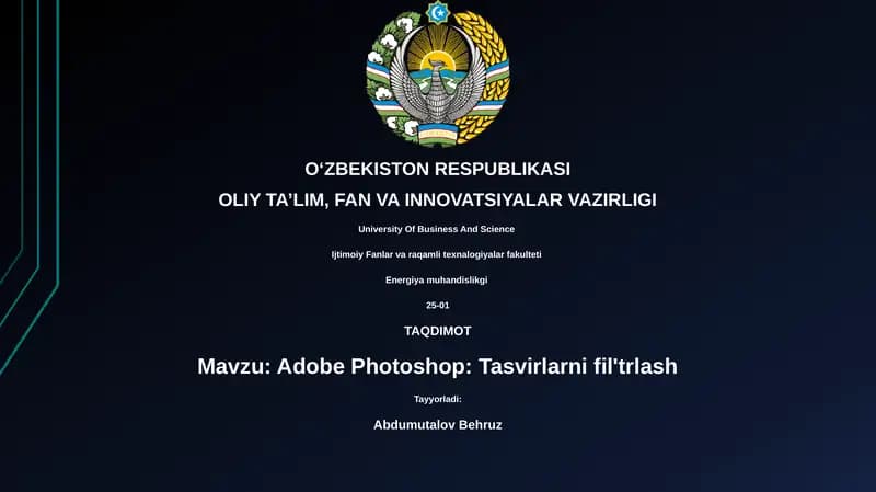 Adobe Photoshop: Tasvirlarni fil'trlash