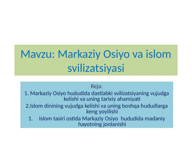 Markaziy Osiyovaislom sivilizatsiyasi