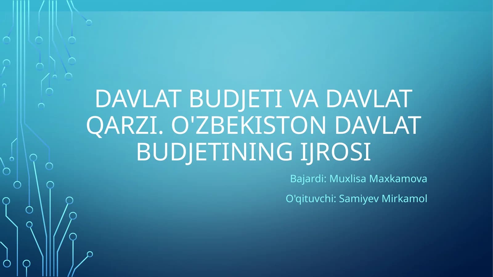 Davlat budjeti va davlat qarzi. O'zbekiston davlat budjetining ijrosi
