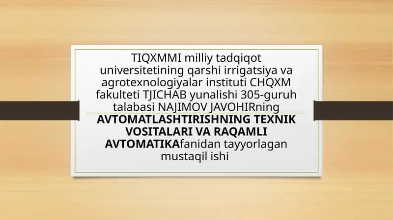 Avtomatikaning raqamli asboblari